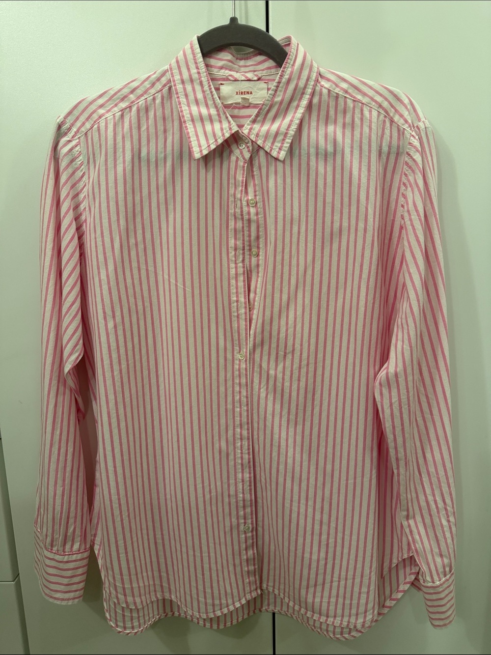 Xirena Pink Striped Long-Sleeve Button-Down Shirt